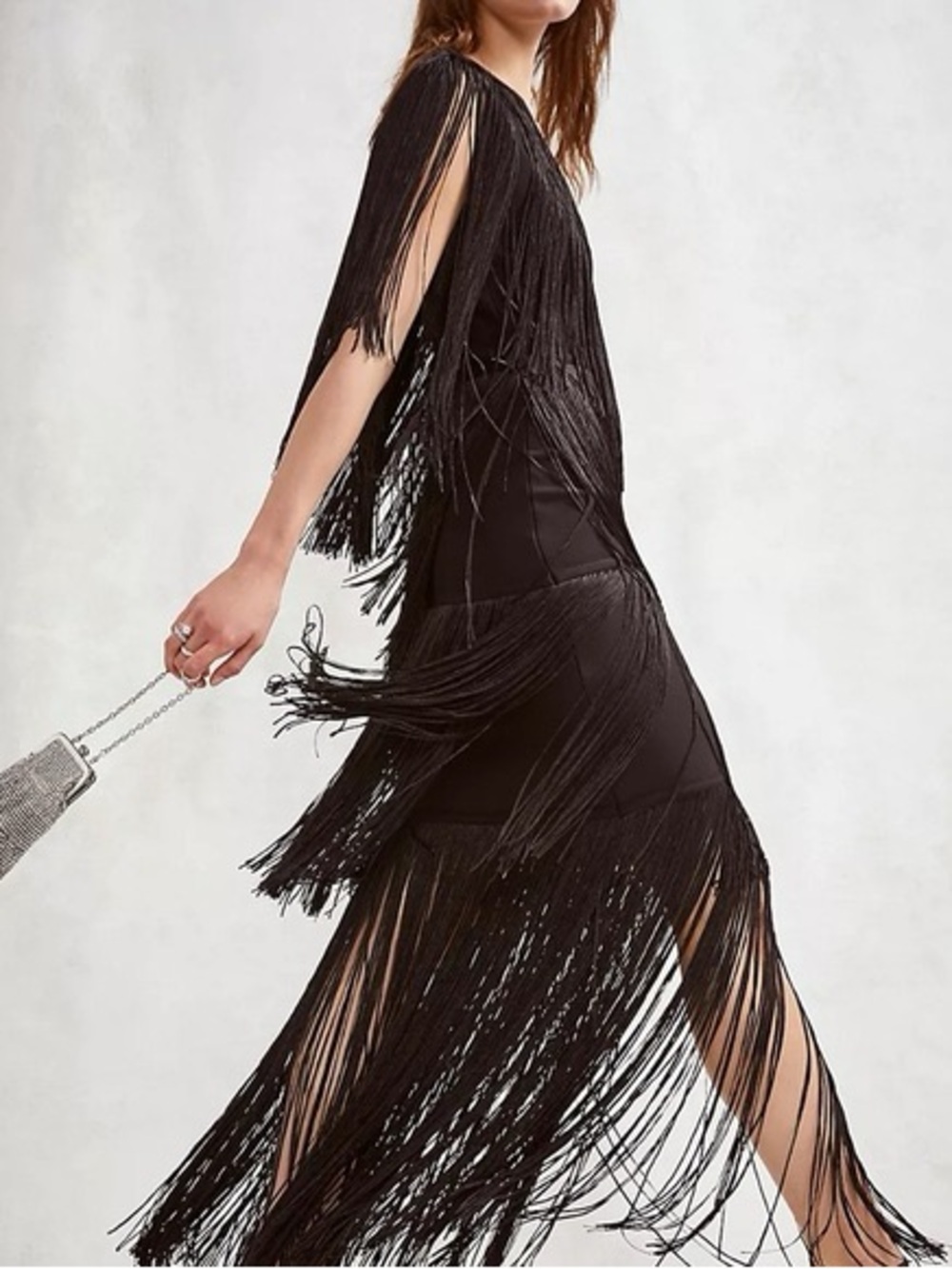 One shoulder fringe dress